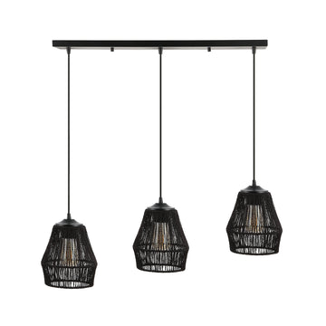 Ibiza Island 30" Seagrass/Metal Bohemian Coastal LED Pendant - JONATHAN Y